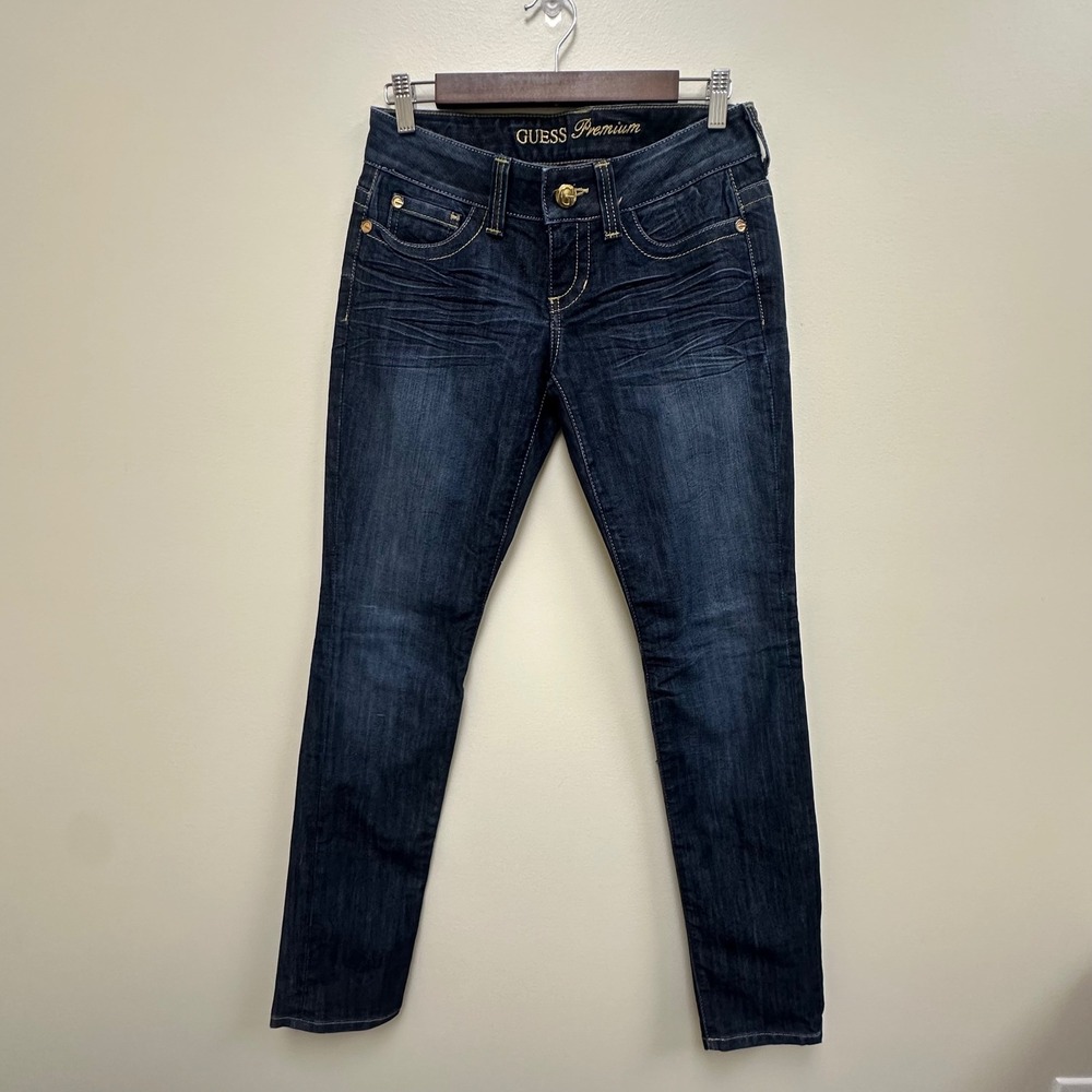Guess Premium Daredevil Skinny Leg Jeans Dark Wash Low Rise Size 28 Y8203700